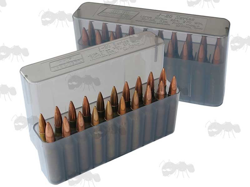 MTM J-20-L-41 Smokey Plastic Slip Top Ammo Box For 20 Rifle Rounds