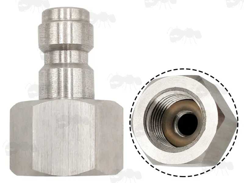 Inner Thread View of The Small Threaded CO2 Capsules To 8mm Quick-Attach Plug Adapter