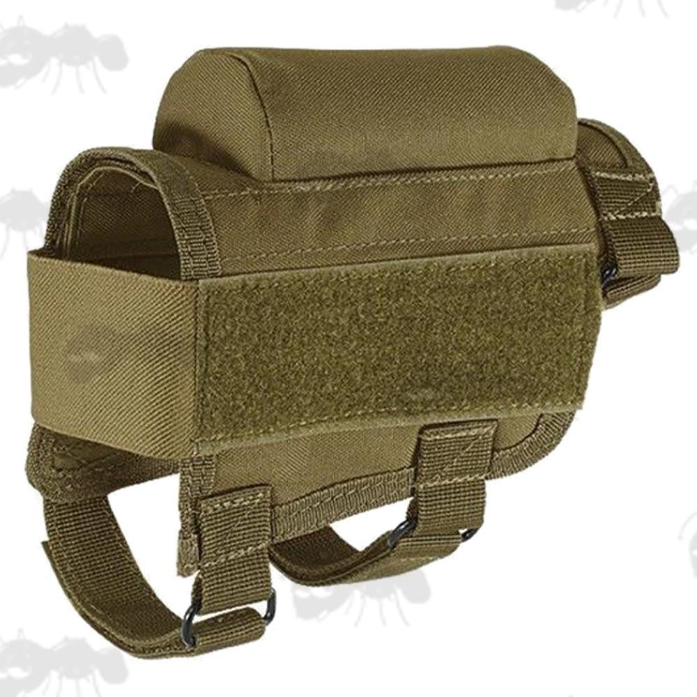 Khaki Rifle / Shotgun Butt Cheek Rest with Comb Raiser and Ammo Holder