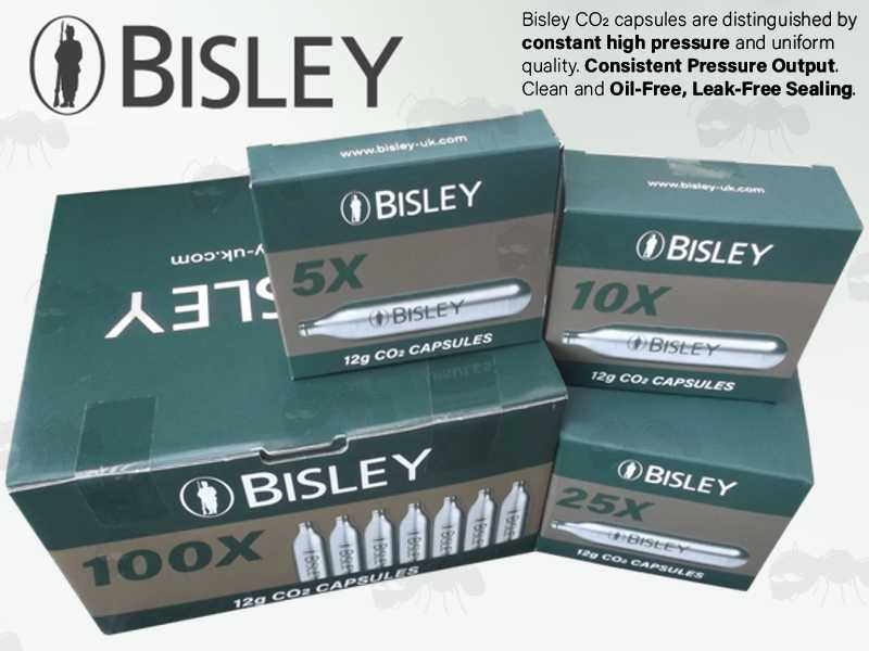 Bisley 12g Co2 Gas Capsules in Retail Box Packaging