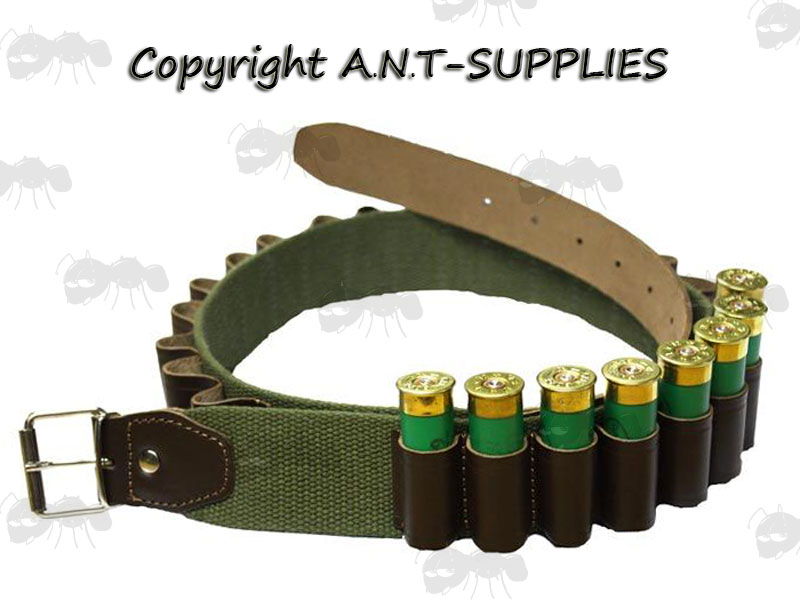 Canvas and Leather Shotgun Cartridge Belt - .410 Bore Belts