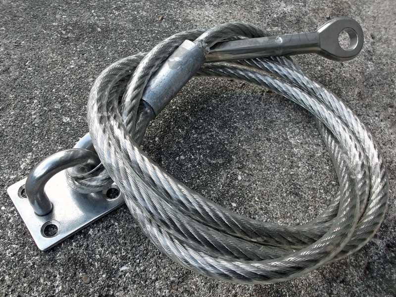 Six Foot Long Coated Steel Security Cord with Fixings for Gun Display Racks