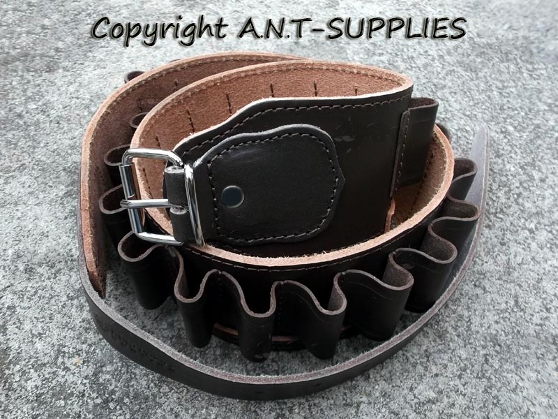 Bisley Brown Leather Shotgun Shell Belt