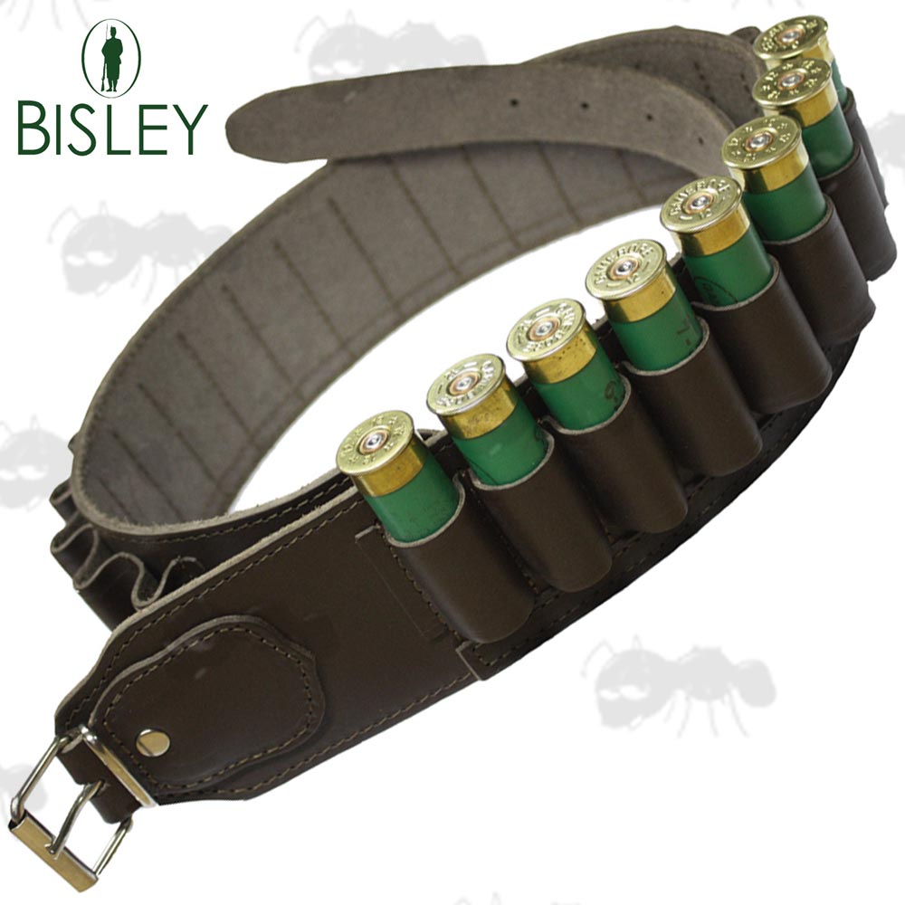 Bisley Brown Leather Shotgun Shell Belt
