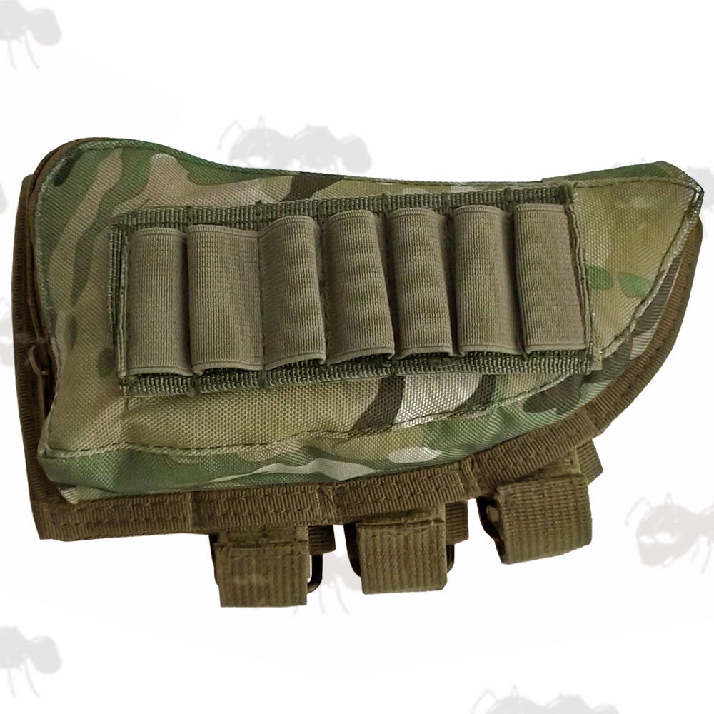 Multicamo Shotgun Butt Cheek Rest with Pouch and Ammo Holder