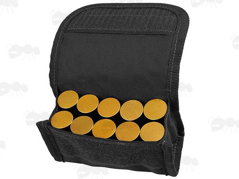 Black Canvas Shotgun Cartridge Pouch for 10 Shells