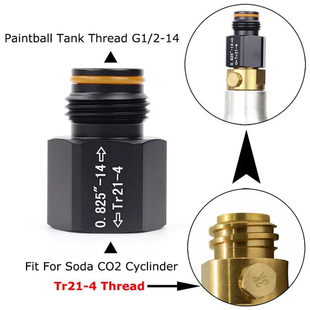 TR21-4 Sodasteam Cylinder Thread to Paintball / HPA G1/2-14 Thread Adapter