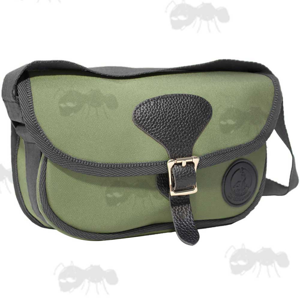 David Nickerson Green Canvas and Black Leather Fitting Shotgun Cartridge Bag