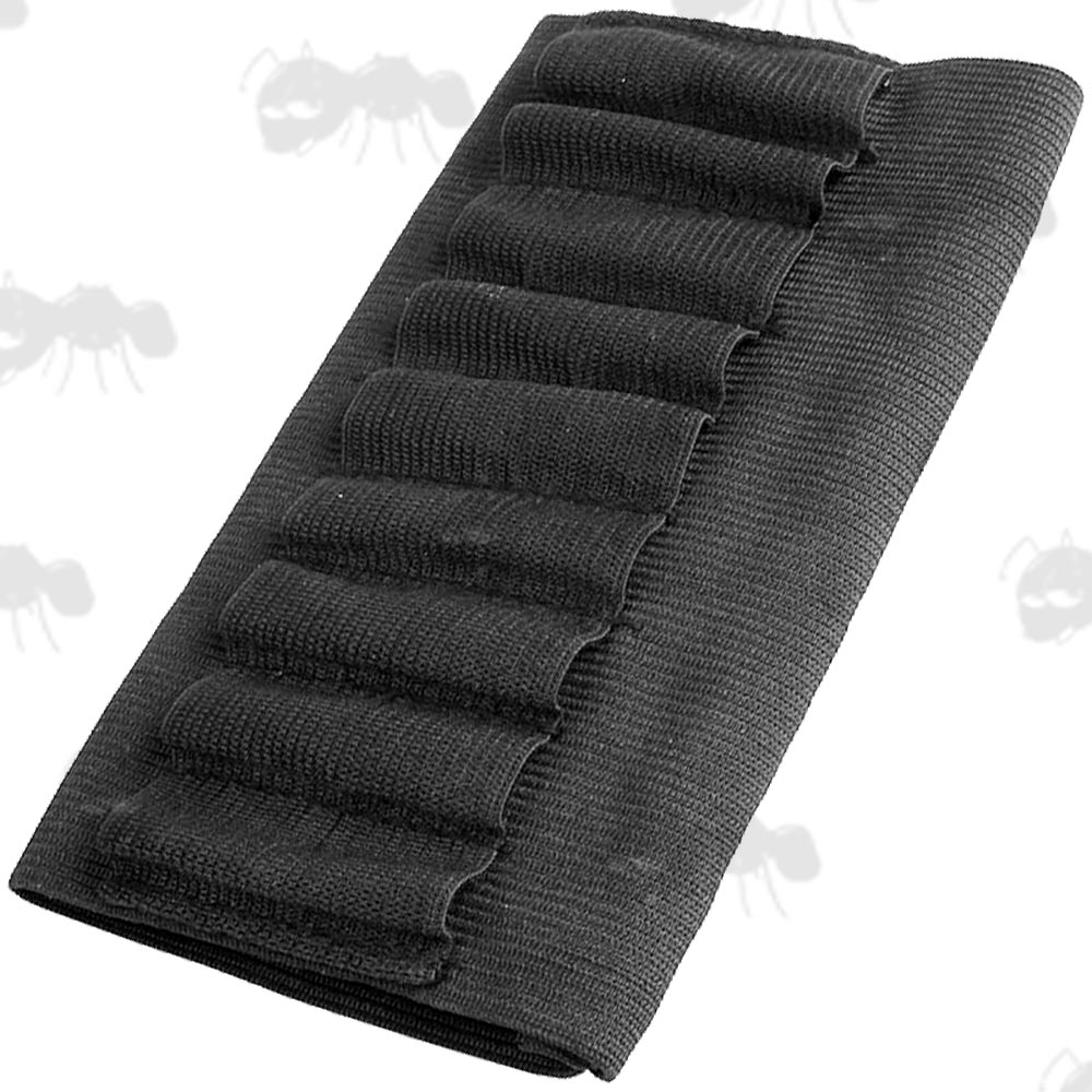 Black Elastic Rifle Buttstock Cover with One Set of Nine Cartridge Holders