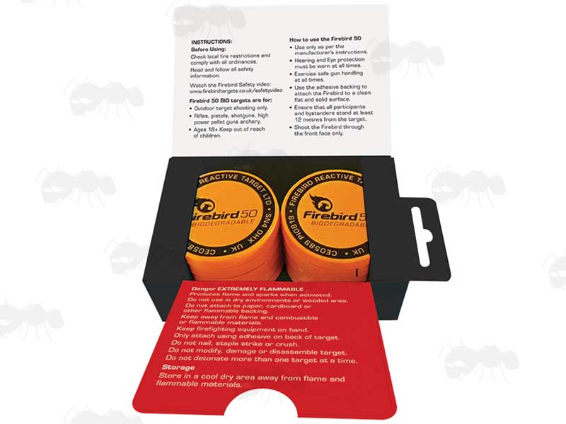 Open Box of 10x50mm Firebird 50Bio Loud Exploding Targets