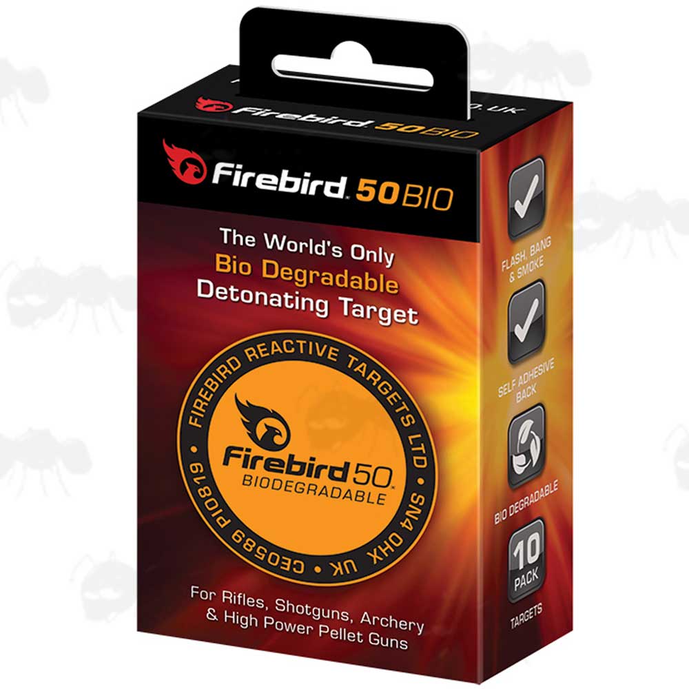 Retail Box of 10x50mm Firebird 50Bio Loud Exploding Targets