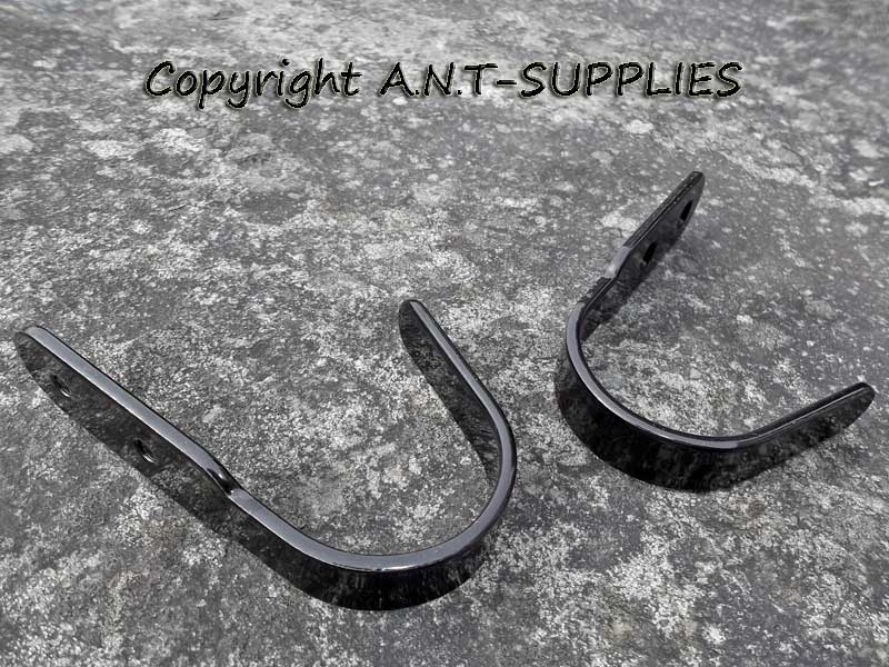 Pair of Black Finished Metal J Shaped Gun Display Wall Mounted Hooks