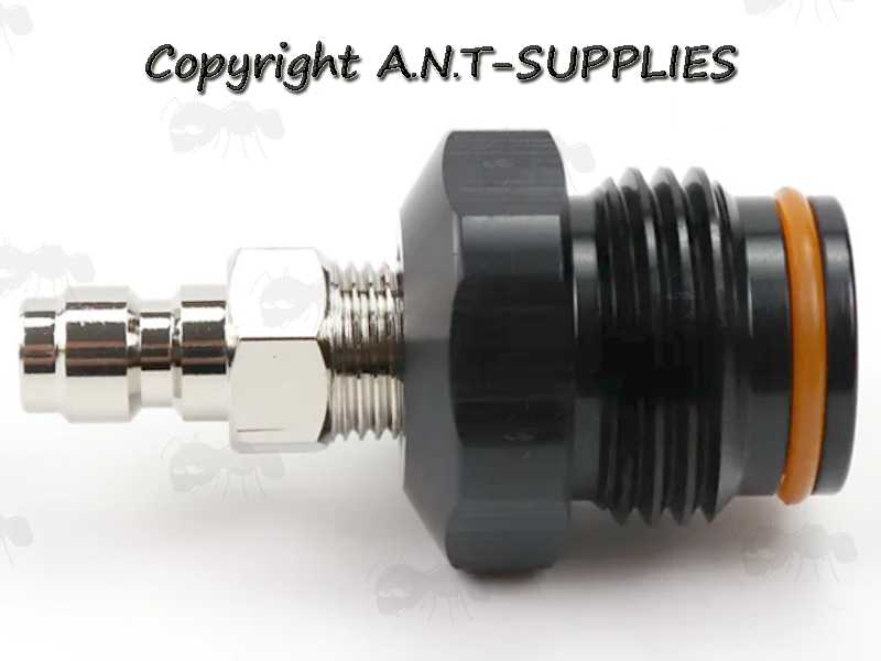 Side View of The 8mm Quick-Attach Plug To Paintball Air Source Adapter