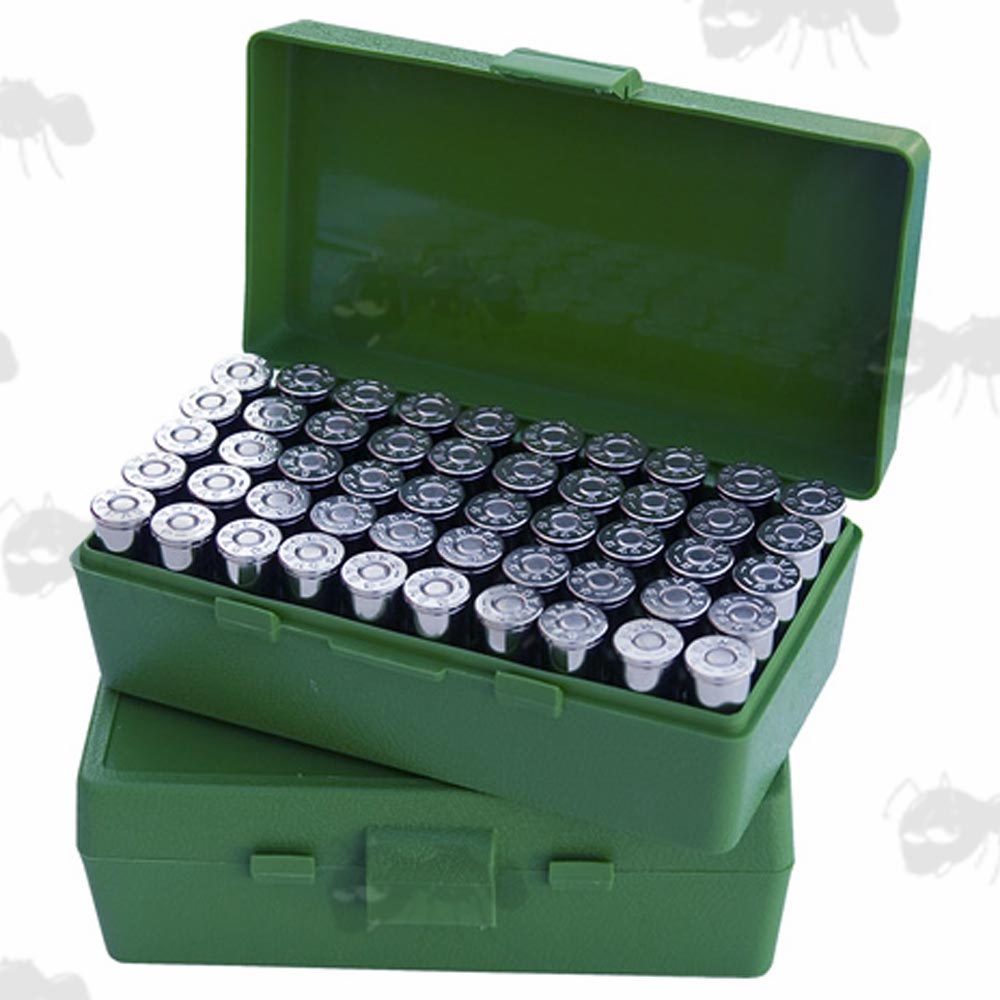 MTM P-50 Hard Green Plastic Ammo Box for .44 Caliber Rounds