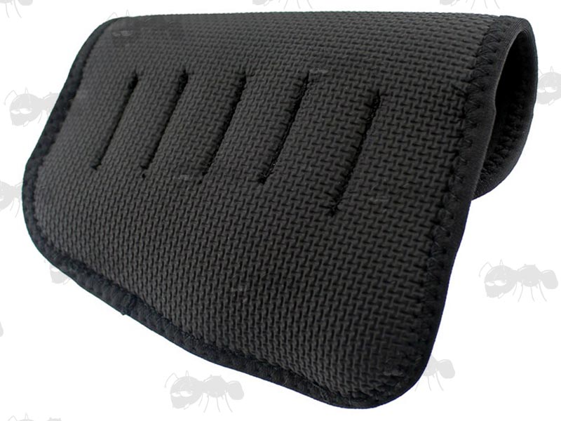 Inside View of The Black Neoprene Shotgun Buttstock Cover with Six Elastic Loop Cartridge Holders