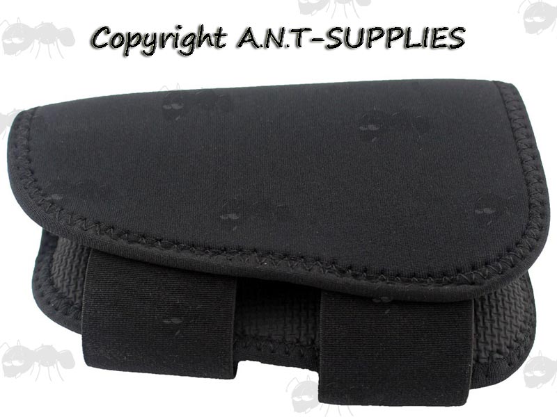 Cheek Rest Side of The Black Neoprene Shotgun Buttstock Cover with Six Elastic Loop Cartridge Holders