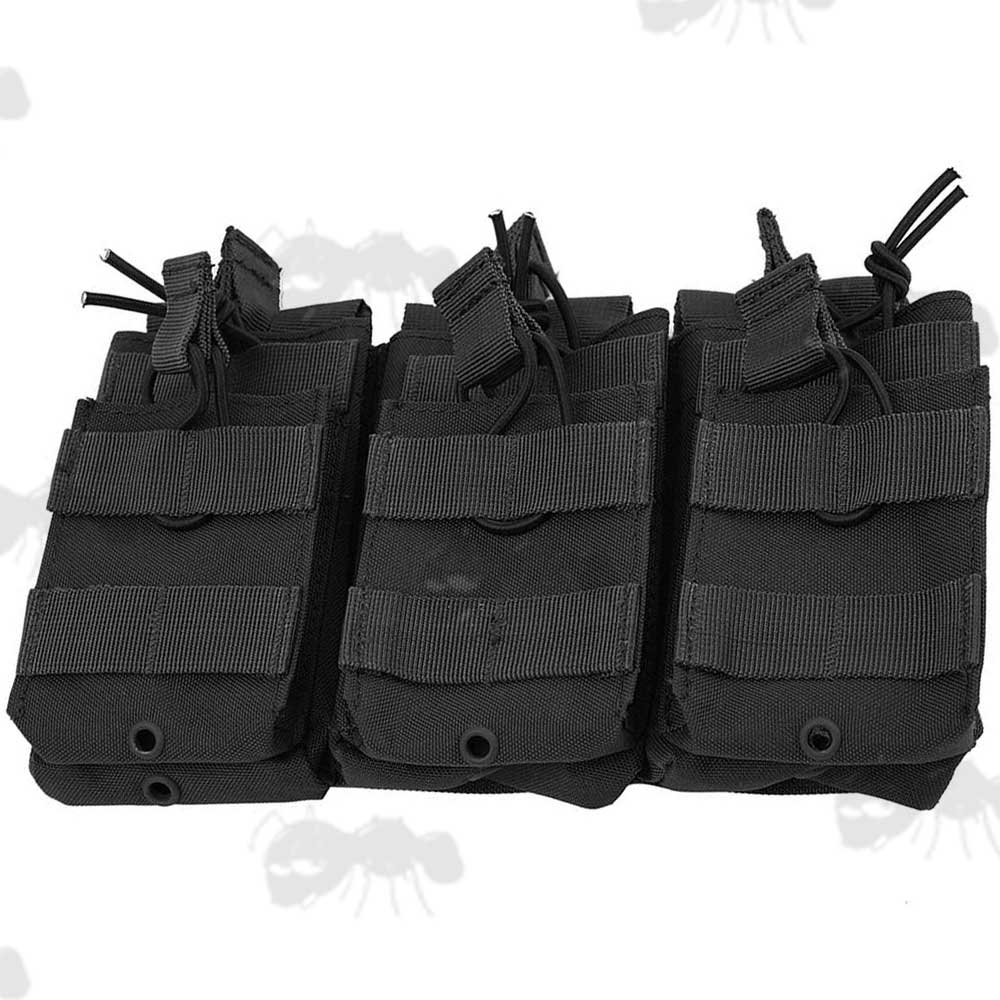 Black Canvas Universal Fast Access Double Layered Triple Magazine MOLLE Pouch