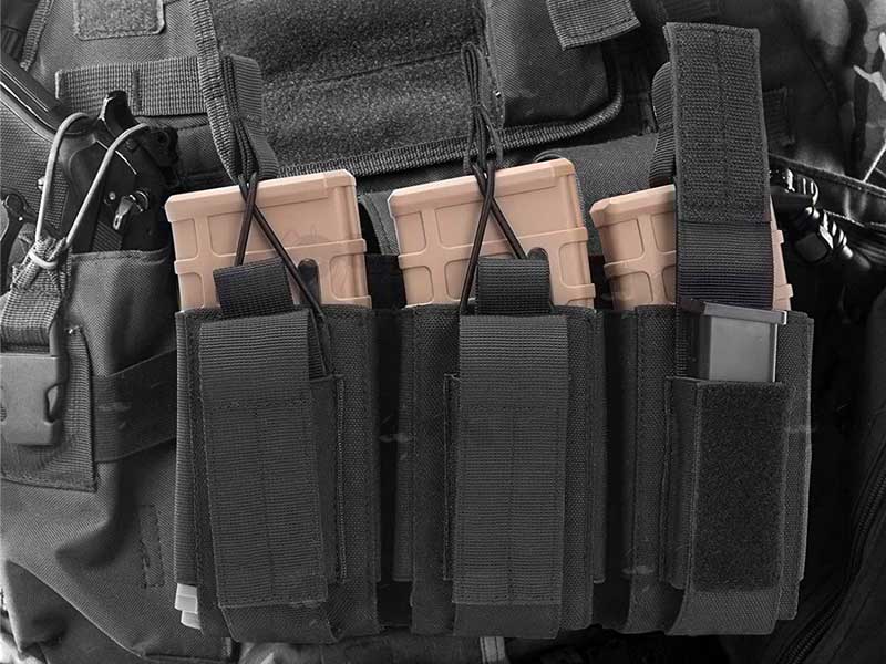 Black Canvas Triple Magazine MOLLE Pouch