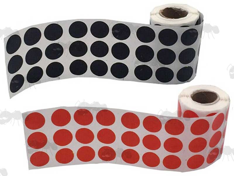 Two Rolls of 900 x 2cm Circular Self Adhesive Reactive Paper Shooting Target Red and Black Repair Cover Up Patches