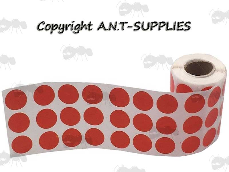 Roll of 900 x 2cm Circular Self Adhesive Reactive Paper Shooting Target Red Repair Cover Up Patches