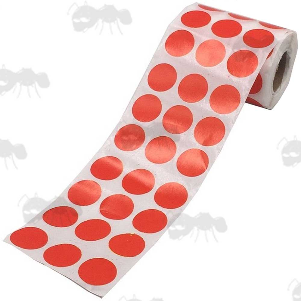 Roll of 900 x 2cm Circular Self Adhesive Reactive Paper Shooting Target Red Repair Cover Up Patches