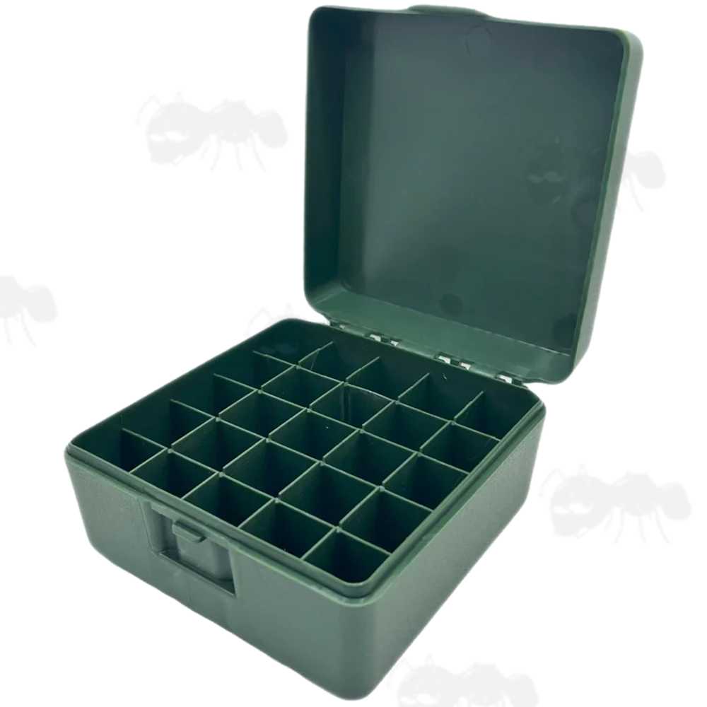 Green Plastic Shotgun Cartridge Box for 25 x 12g Shells