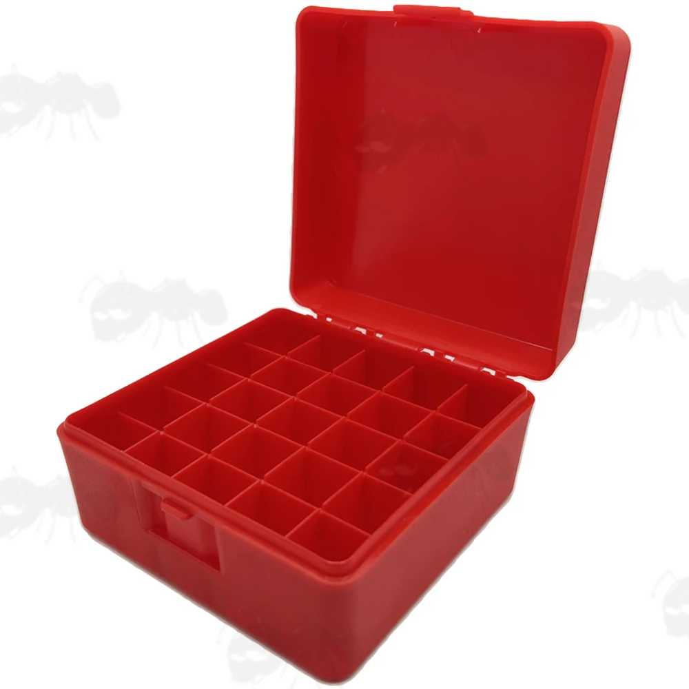 Red Plastic Shotgun Cartridge Box for 25 x 12g Shells