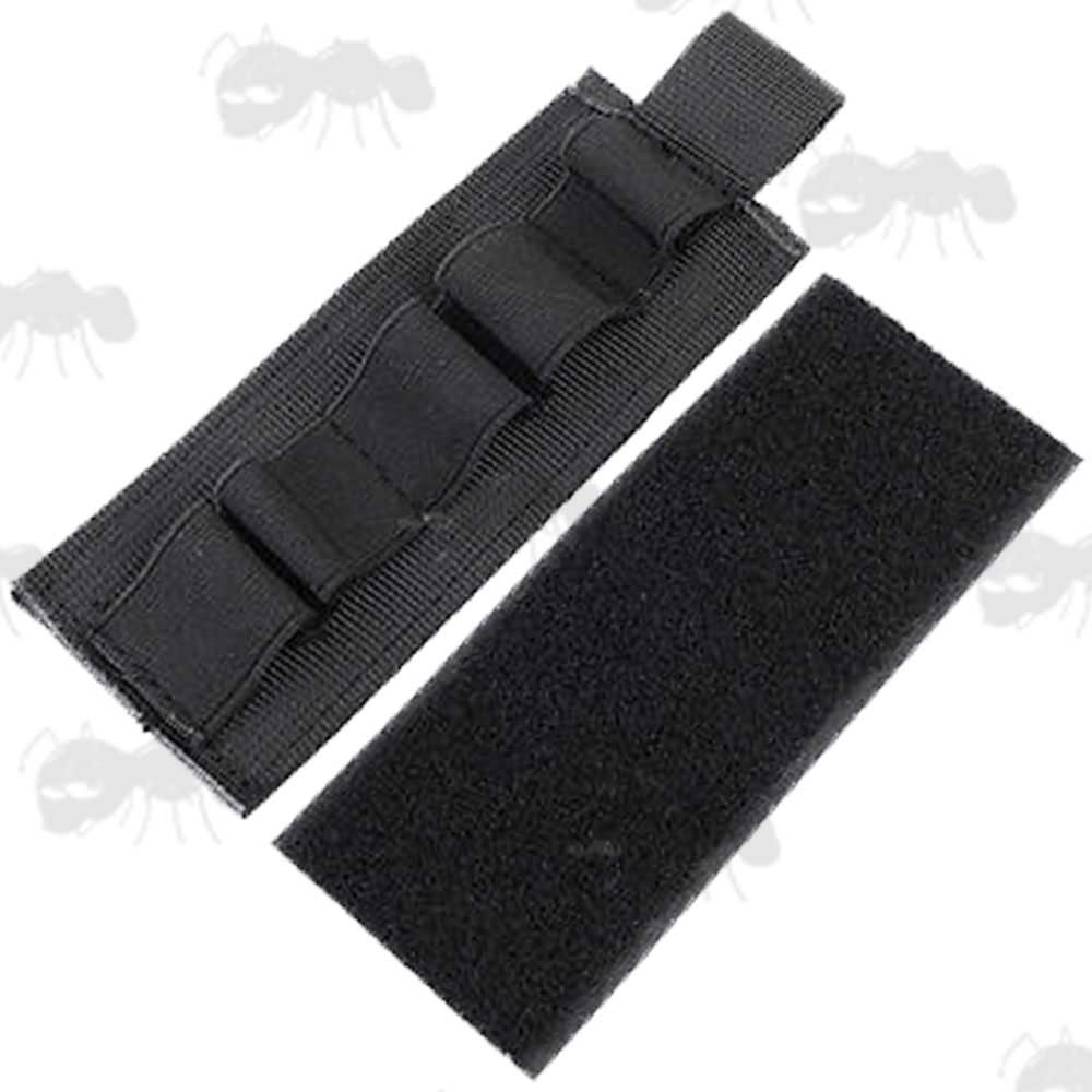 Black Resupply Strip with Five Elastic 12g Loops with Velcro Backing