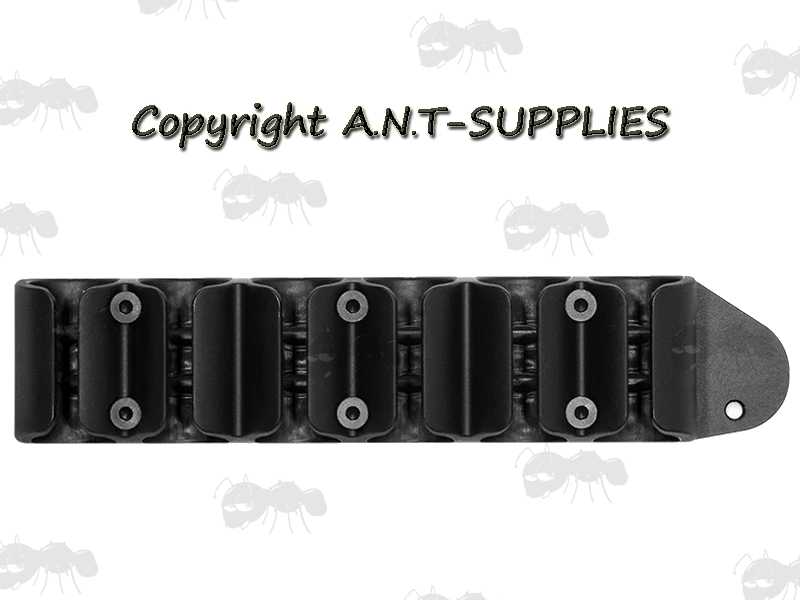 Side Saddle Metal Mounting Plate with Six Hard Plastic Shotgun Shell Clips for Mossberg 500 / 590