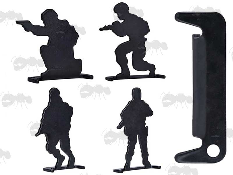 Four Black Airsoft Knock Down Target Army Men