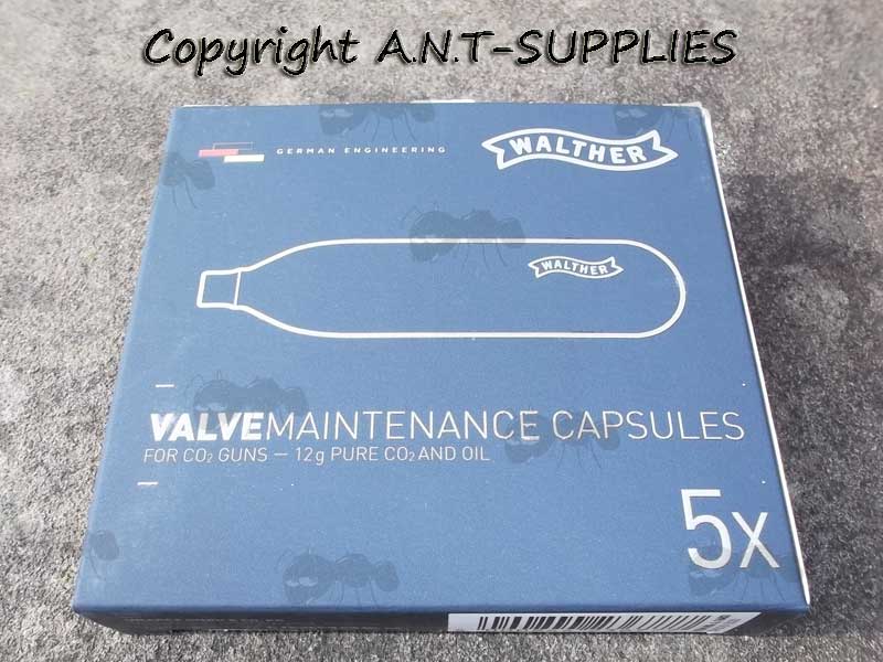 Five Walther Valve Maintenance C02 Capsules In A Box