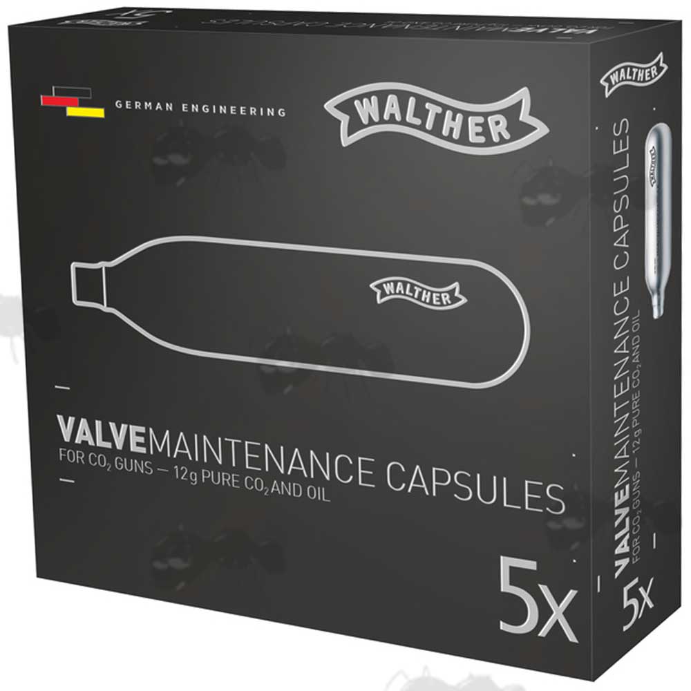 Five Walther Valve Maintenance C02 Capsules In A Box