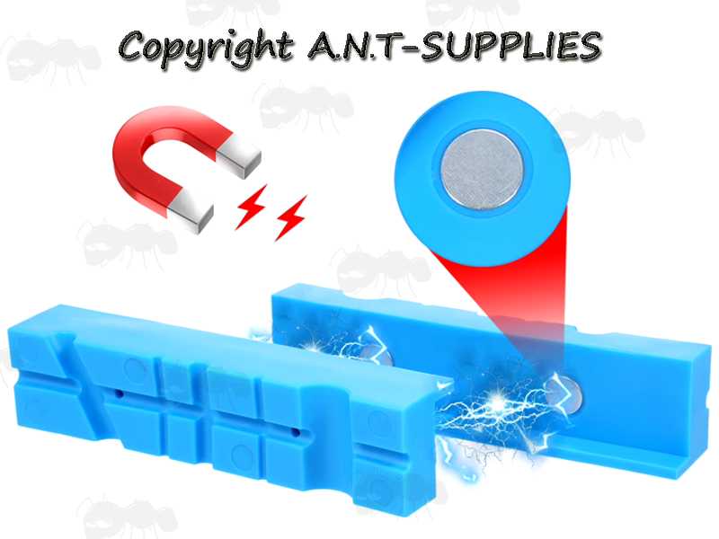 Magnets View on The Pair of Blue 5.5 Inch Long Soft Jaw Plates for Gunsmiths Workbench Vice