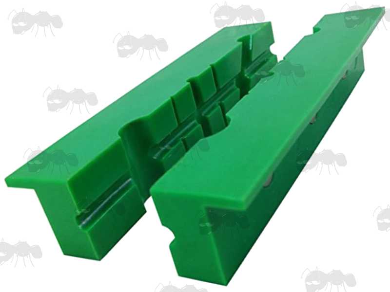 Pair of Green 6 Inch Long Soft Jaw Plates with Magnets for Gunsmiths Workbench Vice