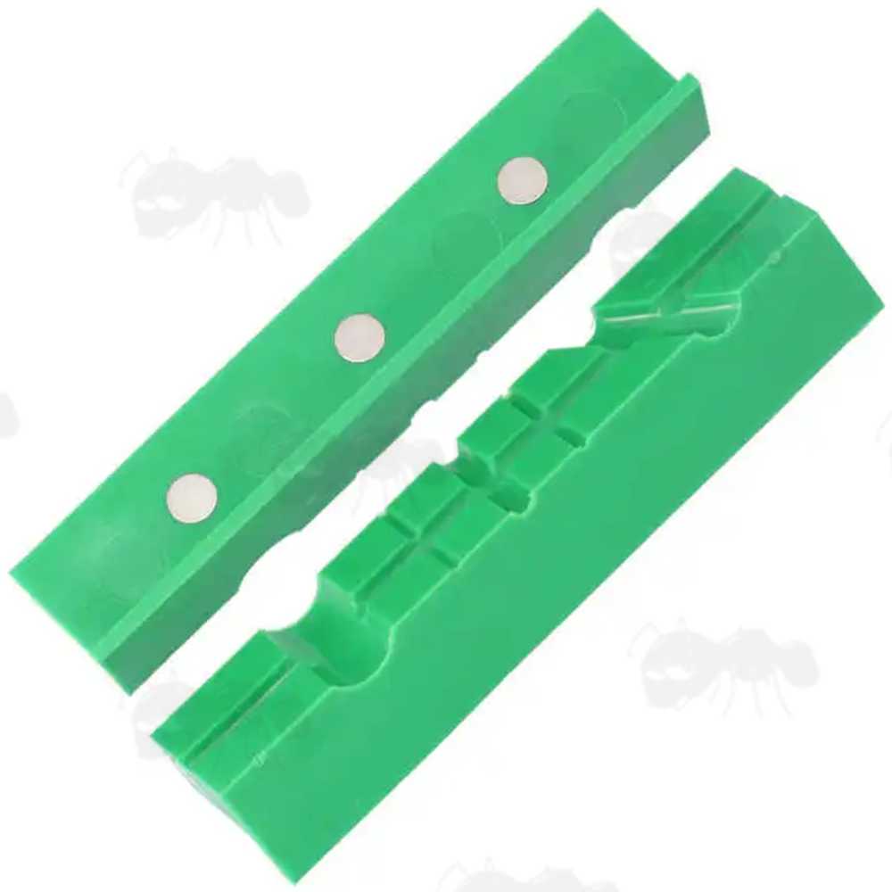 Pair of Green 6 Inch Long Soft Jaw Plates with Magnets for Gunsmiths Workbench Vice