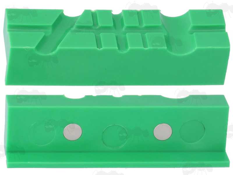 Pair of Green Soft Jaw Plates with Magnets for Gunsmiths Workbench Vice