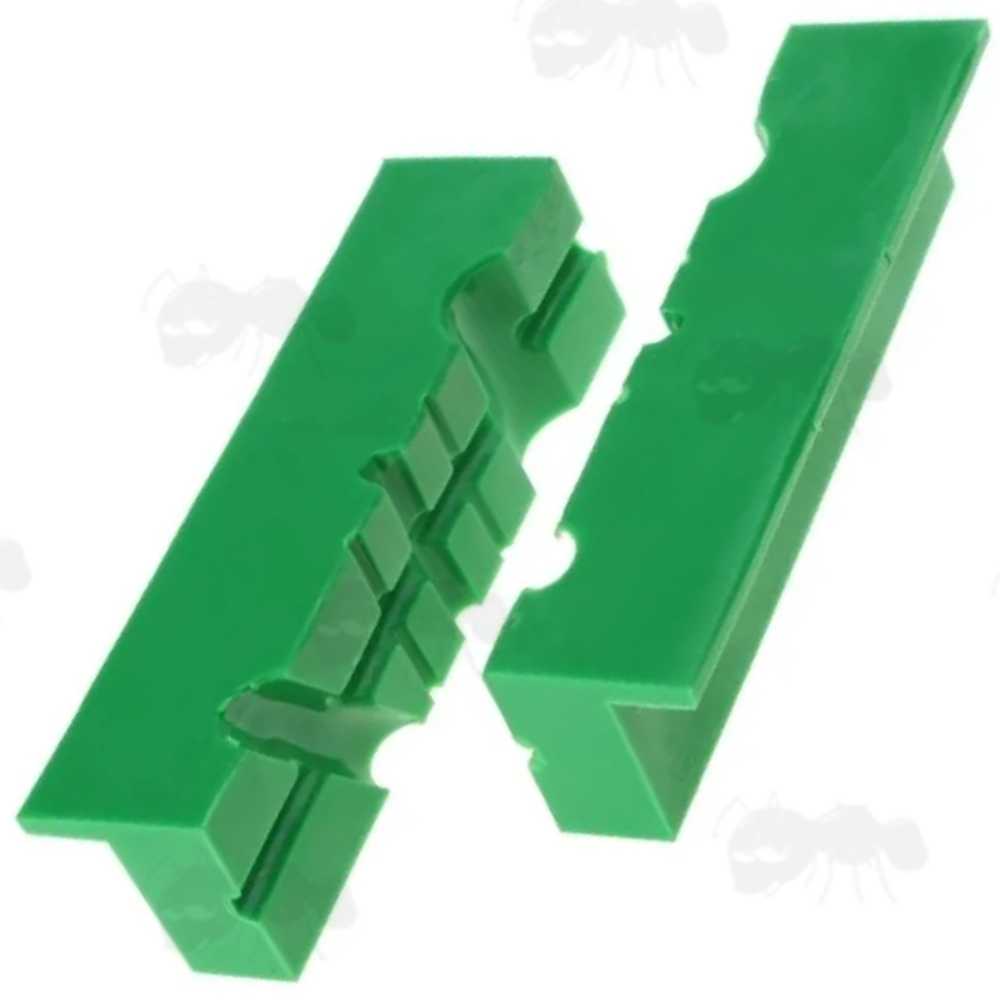 Pair of 4 Inch Long Green Soft Jaw Plates with Magnets for Gunsmiths Workbench Vice