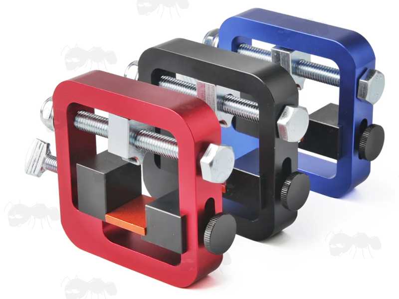 Red, Black and BLue Anodised Universal Pistol Rear Sight Windage Adjuster Tools