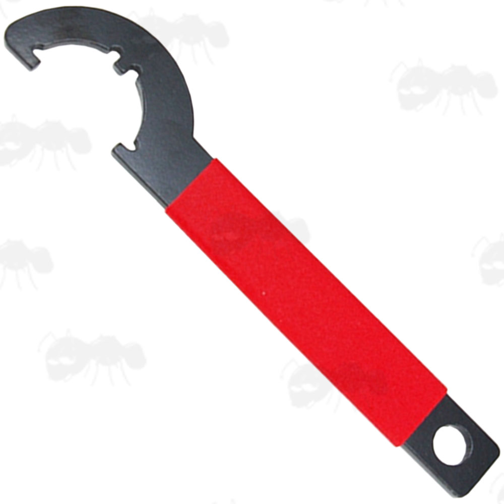 Compact Steel M4 Rifle Series Buttstock Castle Locking Nut Wrench with Red Plastic Coated Grip
