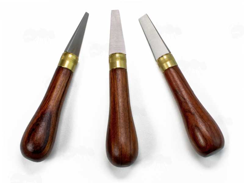 Set of Three Gunsmiths Shotgun Screwdrivers with Hardwood Handles and Brass Ferrules