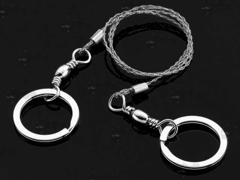 Stainless Steel Wire Saw with Swivel Fitted Flat Split Keyrings