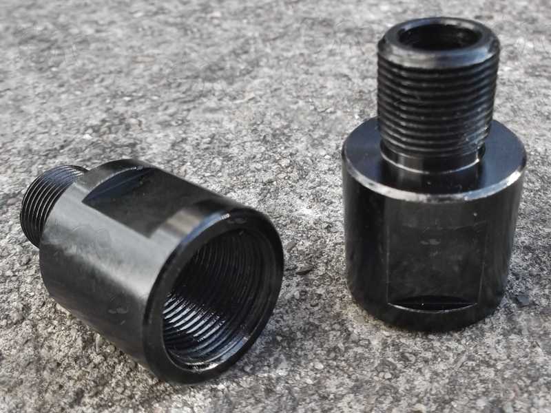 Pair of Steel Heavy-Duty 5/8x24 UNEF To 1/2x28 UNEF Threaded Rifle Barrel Adapter