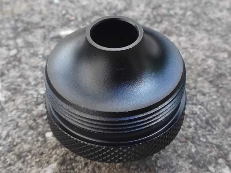 Black Anodised Alloy M27x1 To 1/2x20 TPI Threaded Muzzle Adapter with Thread Guard Removed