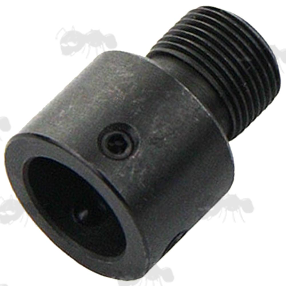 Slip-On Black Steel Adapter for Non-Threaded AK / SKS Rifles to Accept M14x1 Left Hand Thread Silencers / Flash Hiders