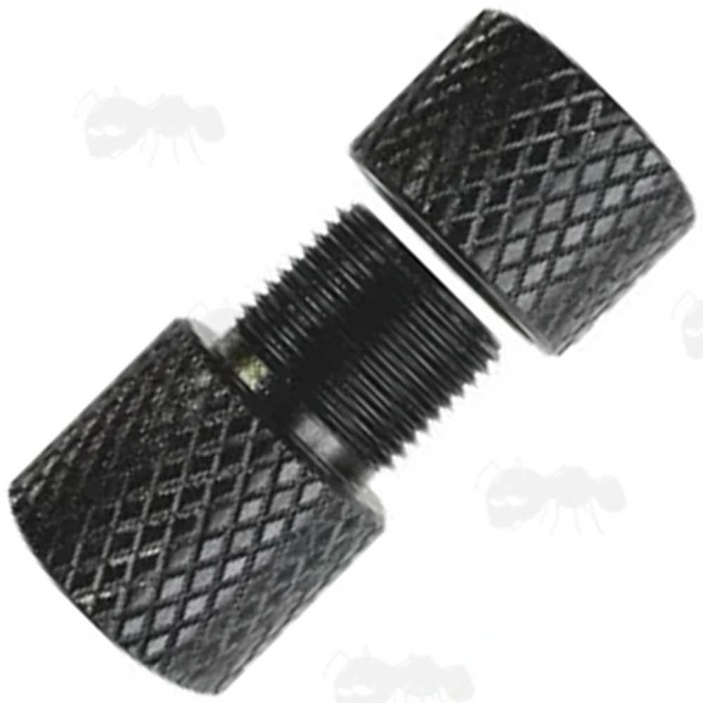 Black Anodised Alloy M14x1 Left Hand Thread To M14x1 Right Hand Thread Muzzle Adapter with Thread Guard