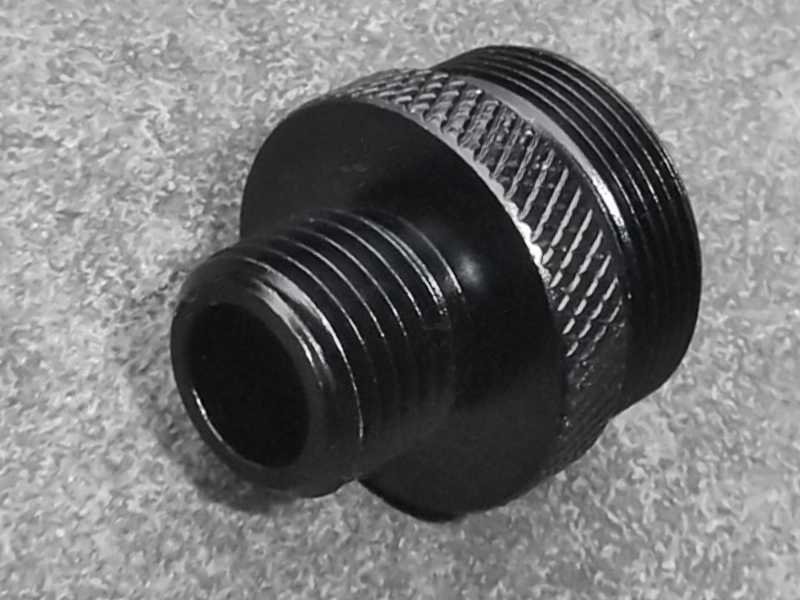 Silencer Thread View of The Black Anodised Alloy 13/16-28 Threaded Muzzle Silencer Adapter