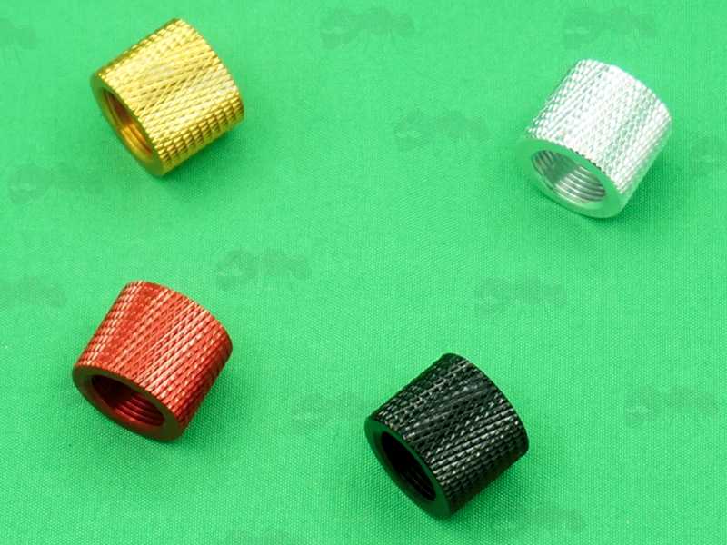 Four Assorted Colour Thread Protectors for 1/2-28 Barrel Threads