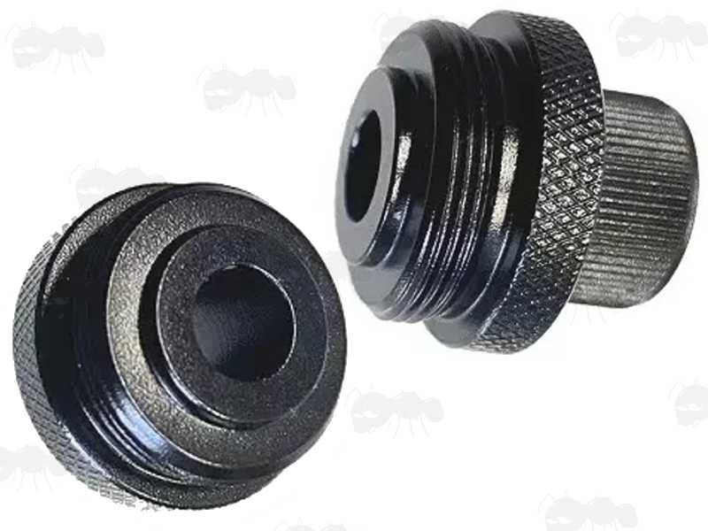 Internal Thread View of The Black Anodised Alloy M23x1mm Hatsan Airgun Barrel Shroud Silencer Threaded Adapter with Thread Guard