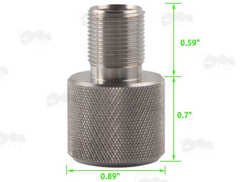 Stainless Steel M15x1mm Counter-Clockwise to 1/2x28 Thread Gun Barrel Silencer Adapter