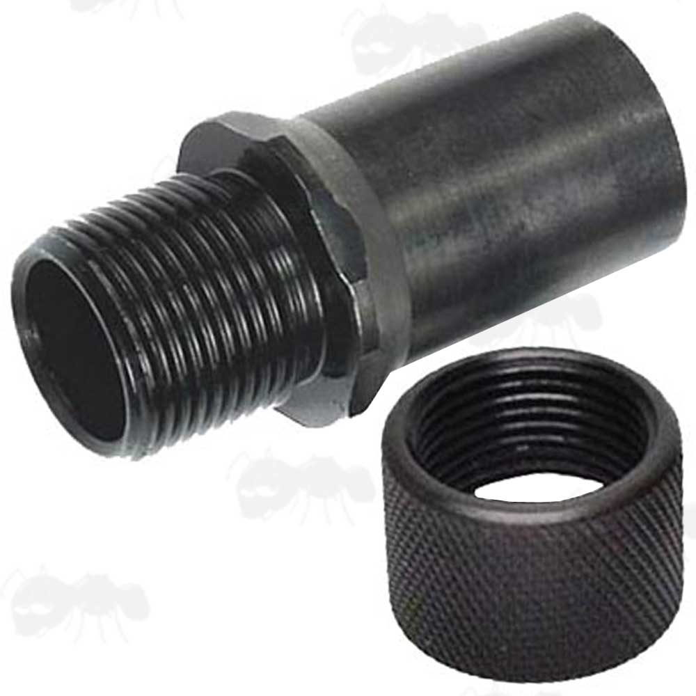 M9 x .75 to 1/2-20 American Thread Silencer Adapter with Thread Guard Fitted
